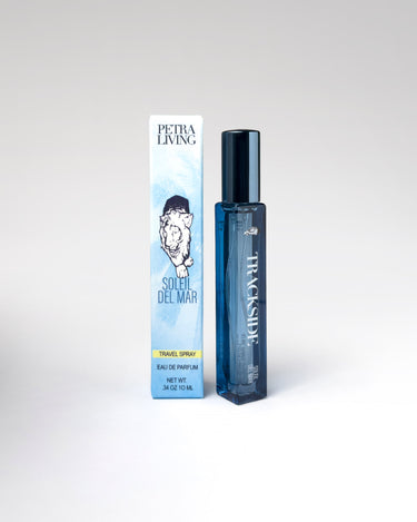 Perfume bottle and packaging with 'Trackside' branding on a white background